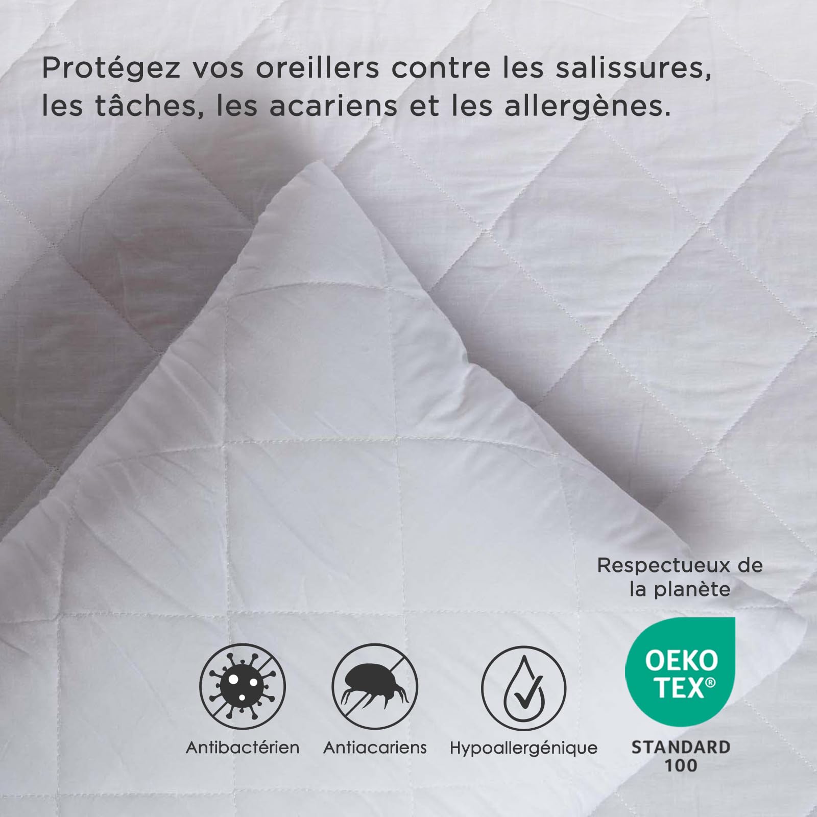Homescapes protège-oreiller imperméable en tissu éponge 50 x 75 cm, lot de 4 MP1142