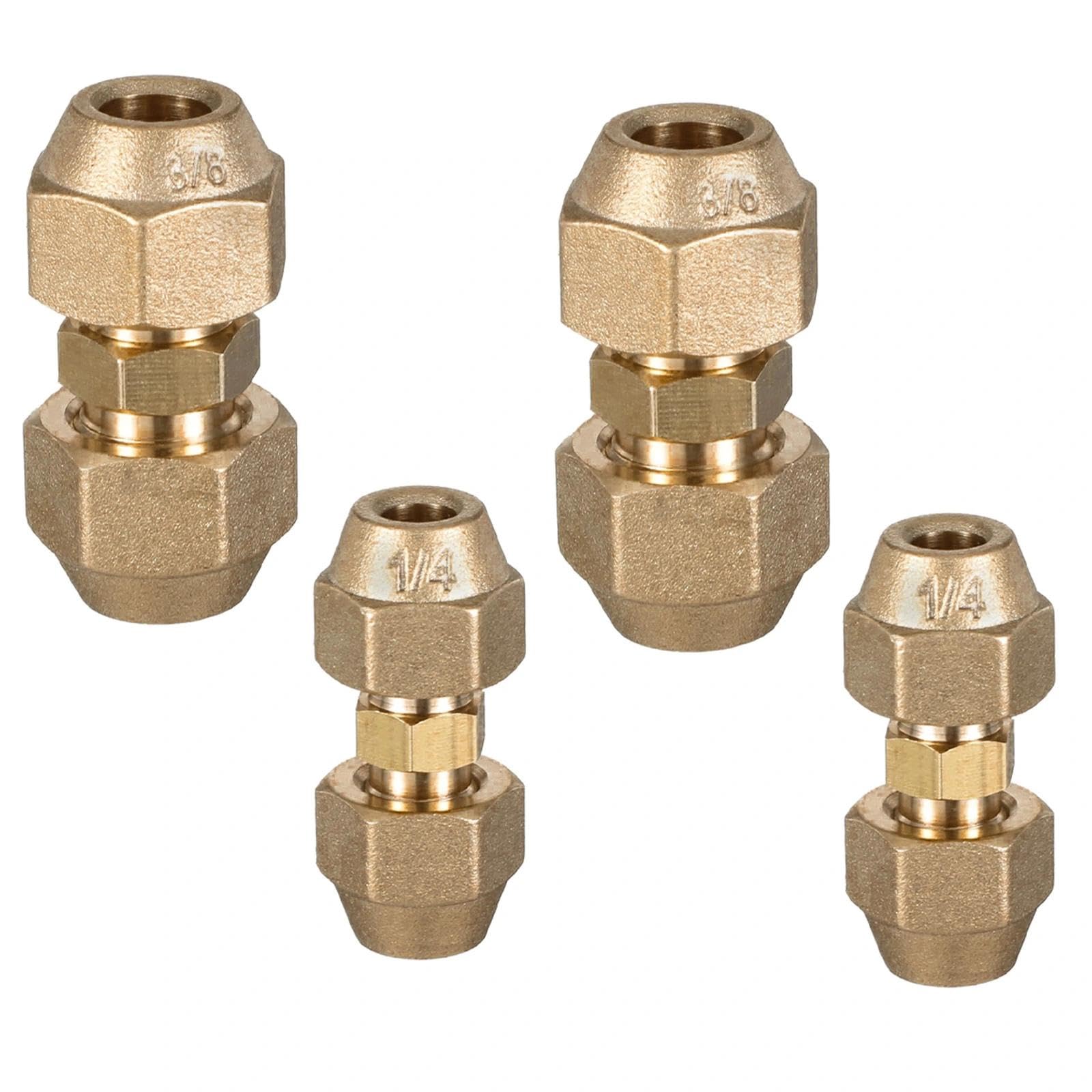 4 Stück Rohrverlängerungs-Verbindungsset, 2x 1/4" + 2x 3/8" mit Überwurfmutter, Schweißfreier Rohrverbinder für Split-Klimaanlagen & Kältemittelleitungen