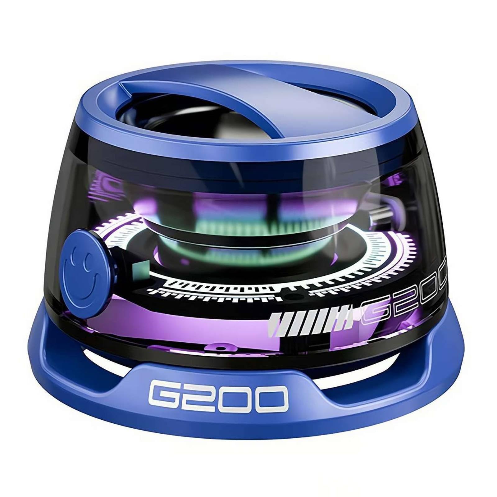 Generic G200 Bluetooth Speaker Portable Wireless Speaker with Multi-RGB Color Light and Phone Holder for Metal Surface Blue
