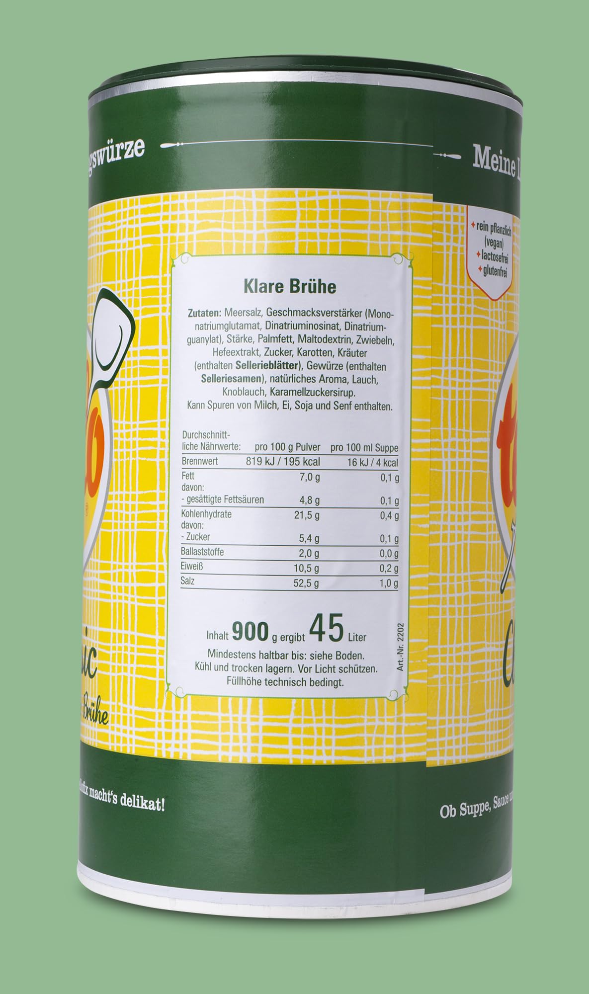 tellofix Classic Klare Brühe 3x900g, Gemüse Brühe, Universal-Würzmittel, kalorienarm, glutenfrei, lactosefrei, vegan