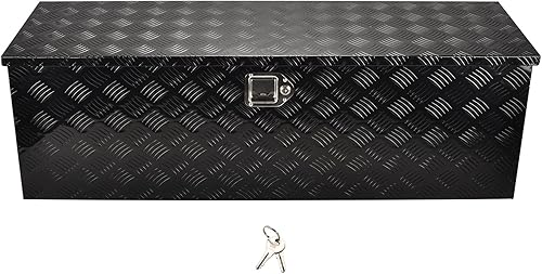 Miniatura 12 de SSN Caja de herramientas de aluminio negro de 16 pulgadas, caja de herramientas de banda de rodadura de 5 barras para camión, cama, automóvil,