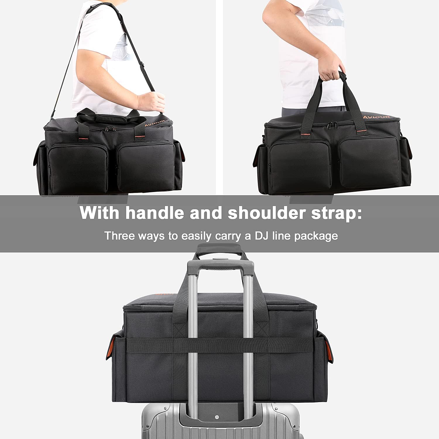 SAVIOUR DJ Cable File Bag, Detachable Padded Bottom and Adjustable Dividers, Stores Music, Audio, and Visual Cabling, Portable Travel Storage and Studio Organization (Orange) - Image 6