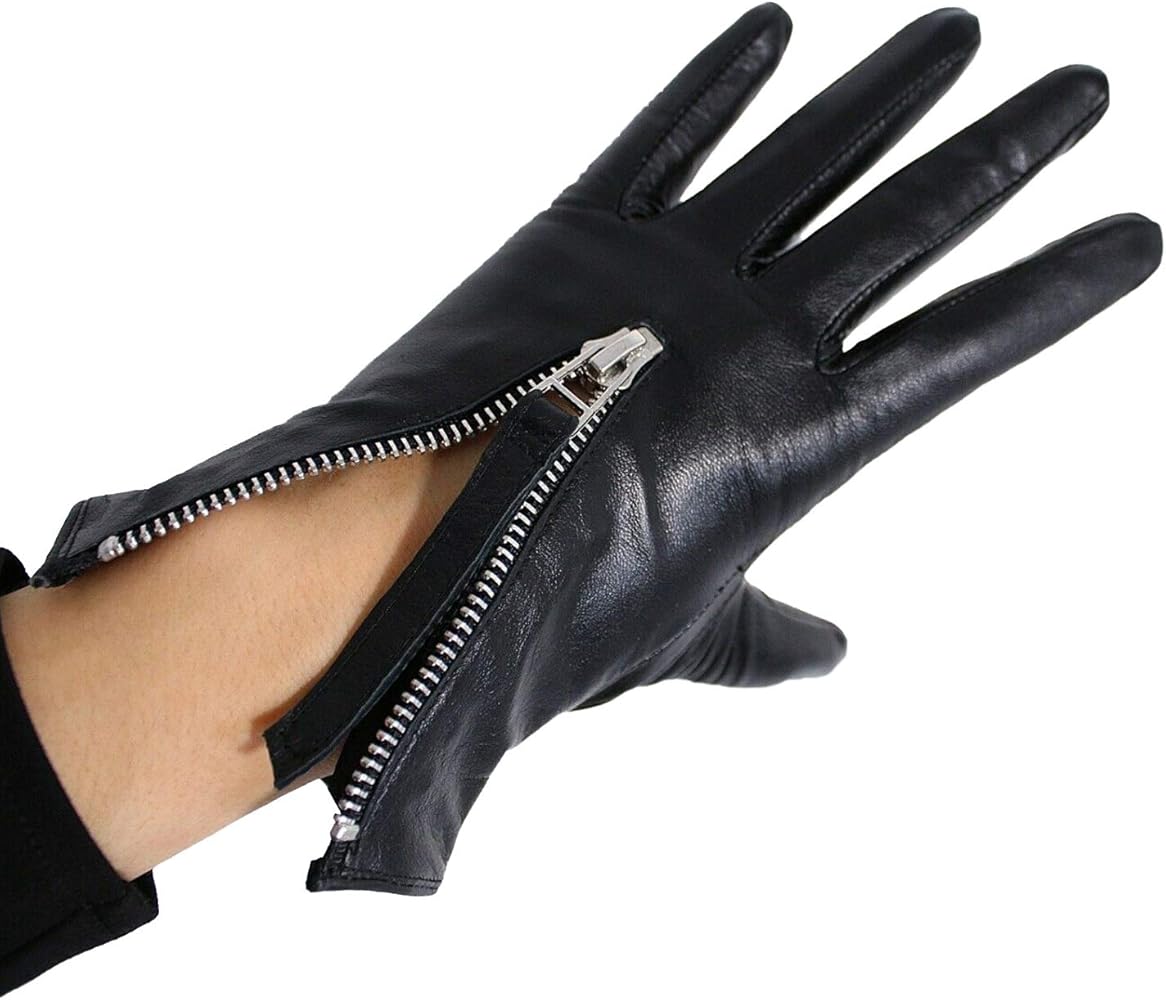 DooWay Women's Black Leather Driving Gloves Warm Lined Touchscreen