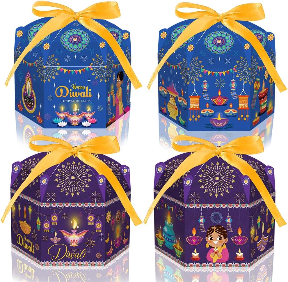 ALIBBON 12 Pcs Happy Diwali Gift Boxes, Diwali Party