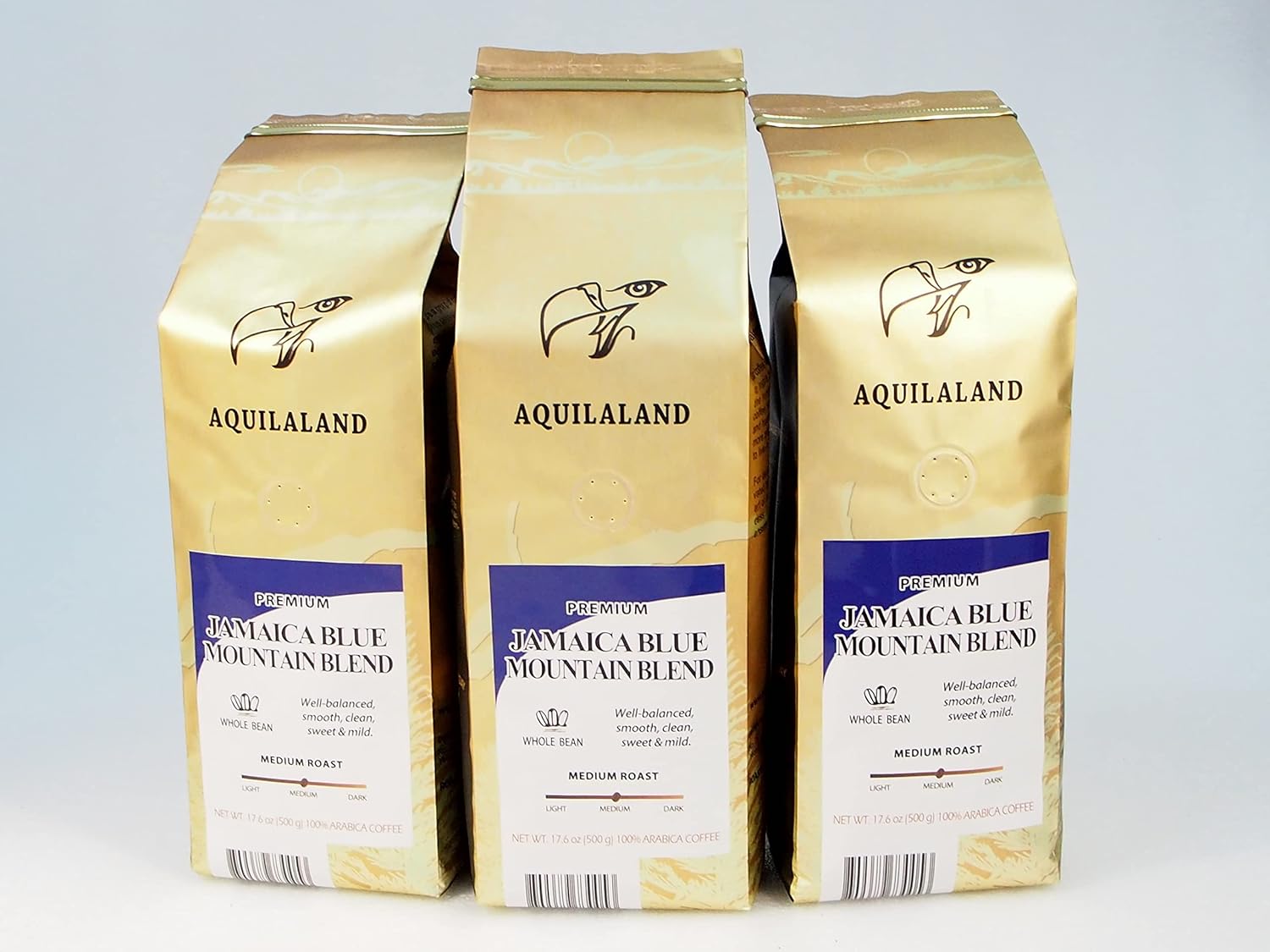 Aquilaland Jamaica Blue Mountain Premium Blend, 100% Arabica, Medium Roast, 1.1 Pound (Whole Bean Coffee)