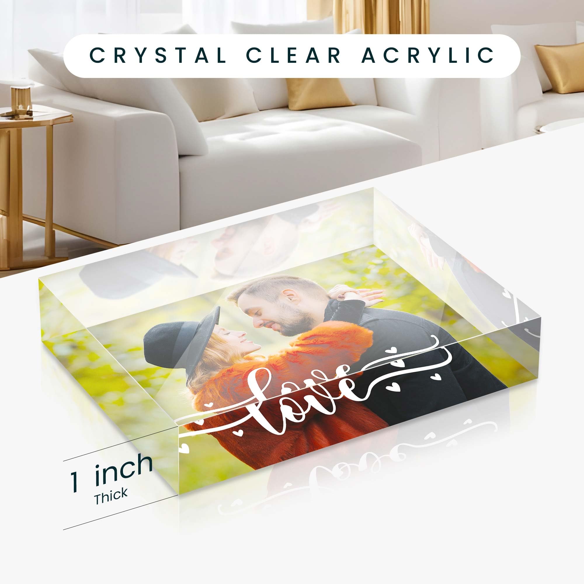 ACRYLUXE Custom Acrylic Photo Block - 4x6 Inch Clear Stand-Up Desk Decor With Your Image (USA Made)