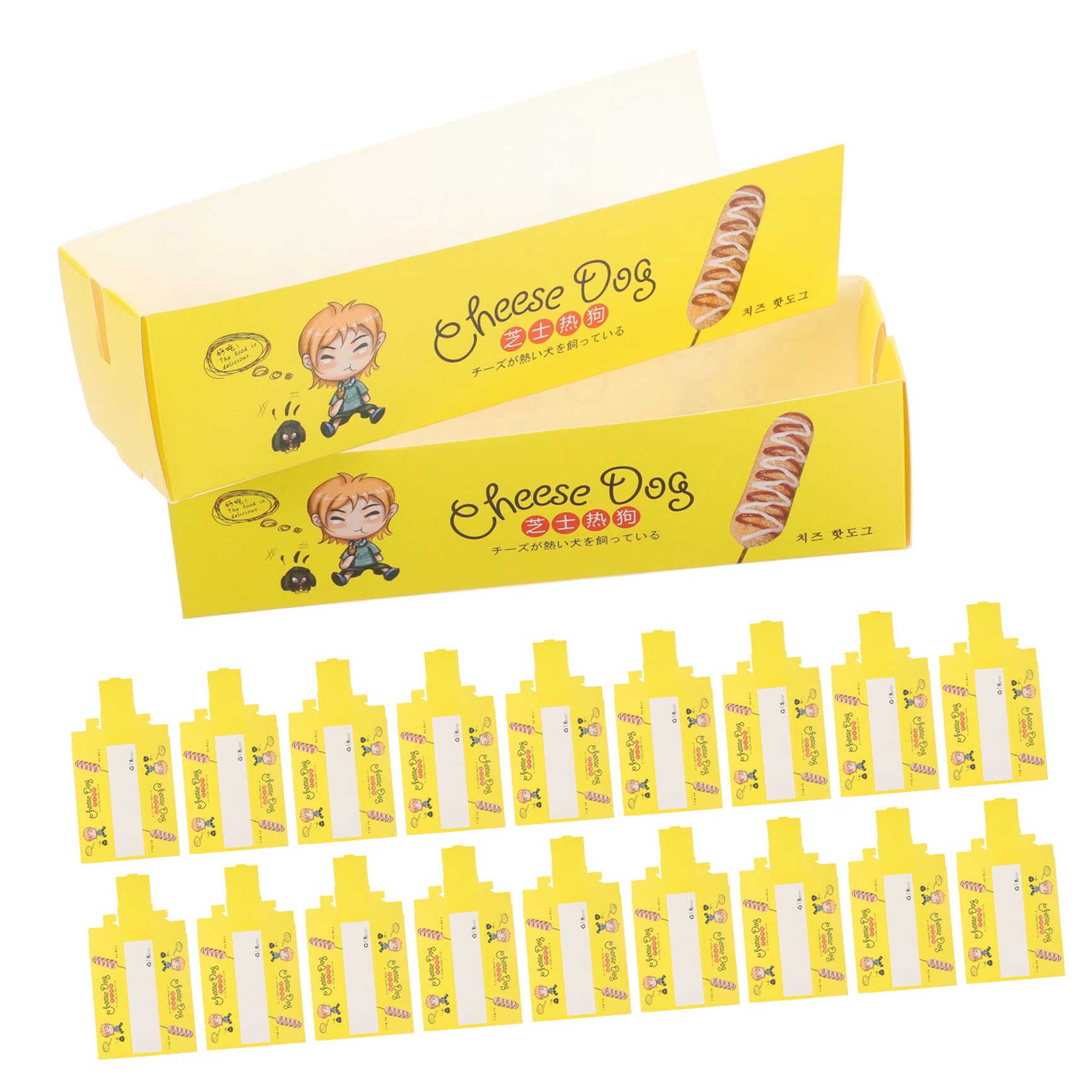 MAGICLULU Caja para Hot Dogs Desechable de Papel, 100 Piezas, Amarillo | Envases para Hot Dog, Fácil de Almacenar y Usar, Apta para Candy y Cookie