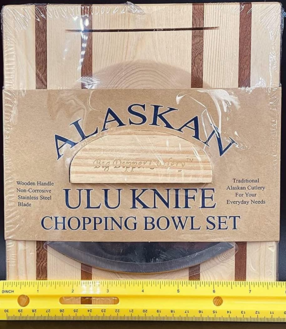 Alaska Ulu Knife and Chopping Bowl with Salad Claws