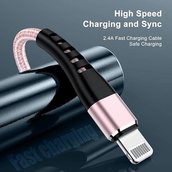Essri 2Pack USB to Lightning Cable 3FT for iPhone 14,Nylon Braided Cord