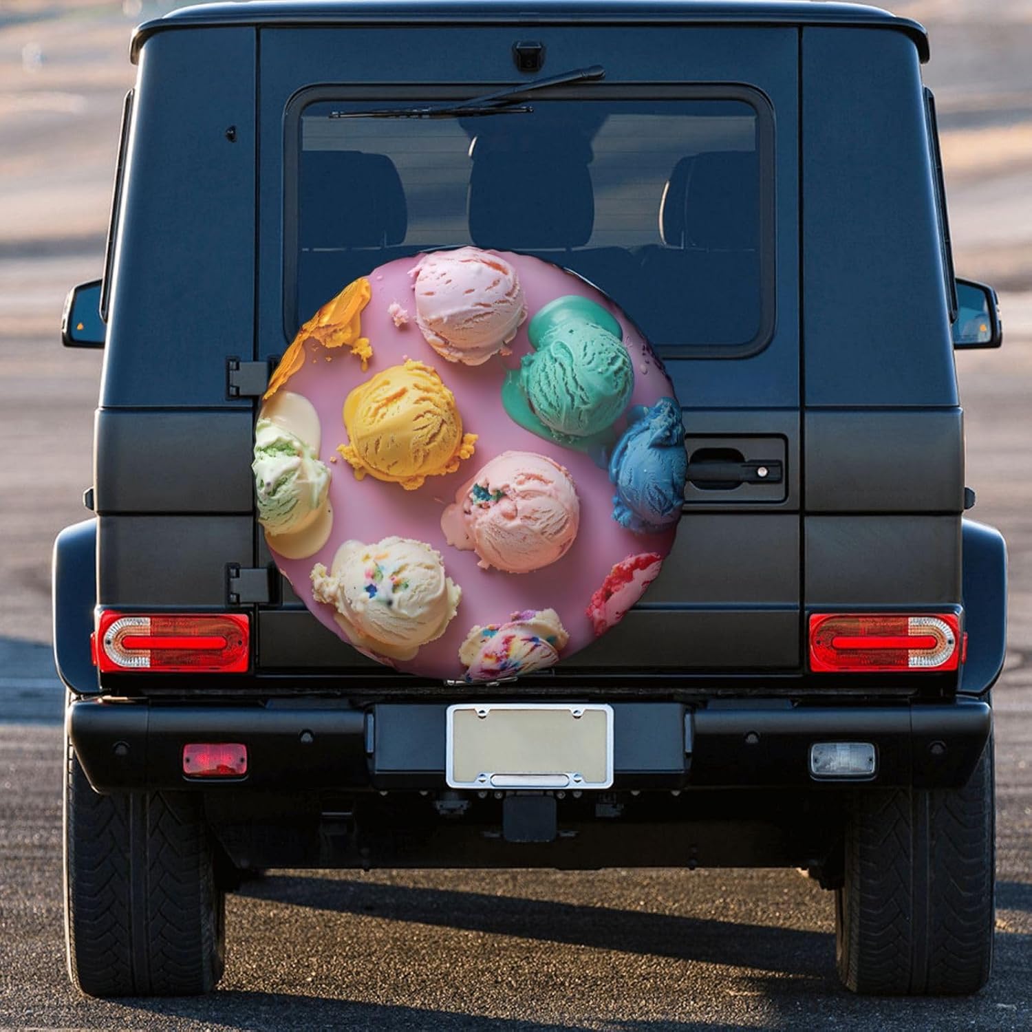Many Colored Ice Cream Print Tire Cover Universal Spare Wheel for Trailer Rv SUV Truck Camper Travel Accessories