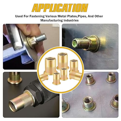 Miniatura 6 de Bonost 90 tuercas remachables de 14"-20 piezas  Tuerca de remache roscada SAE  Tuerca de remache de acero al carbono para plástico, fibra de vidrio,
