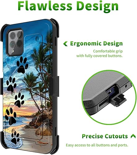 Miniatura 4 de Funda para T-Mobile REVVL 6 Pro 2022 con funda de clip para cinturón, funda resistente de doble capa resistente contra caídas y funda giratoria de