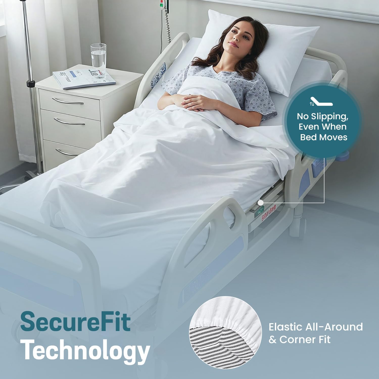 2 Pack Fitted Hospital Bed Sheets – 36” x 84” x 12” | Ultra Soft Double Brushed Microfiber | Deep Pocket Sheet with Full Elastic | Breathable, Durable & Wrinkle-Resistant – White