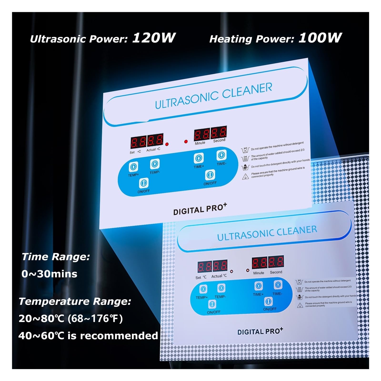 Limpiador ultrasónico de 3 l y 40 kHz con Temporizador Digital y calefacción for joyería y Gafas.(Knob)