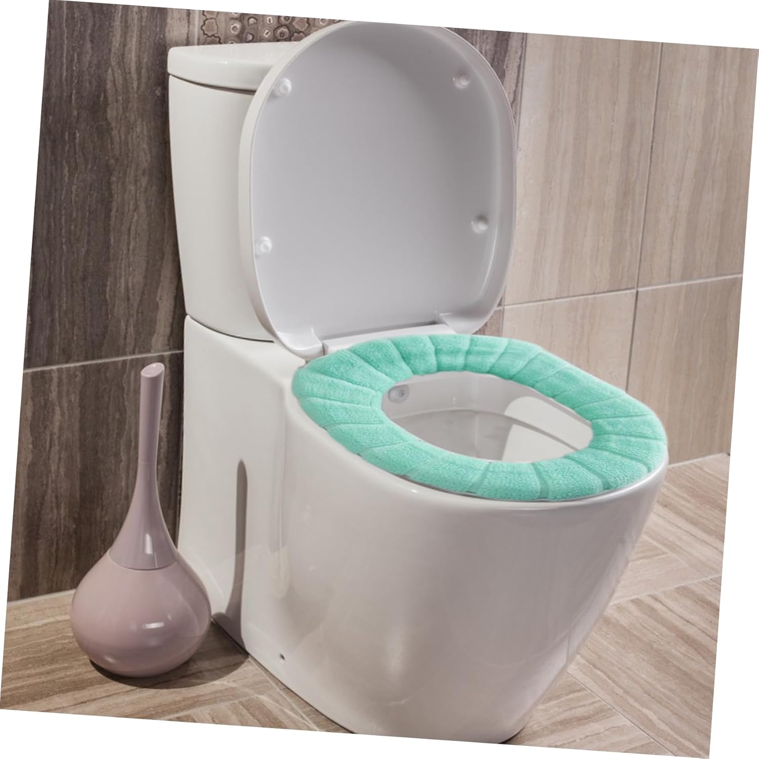 LIFKOME 4pcs Warm Plush Toilet Seat Knitted Handle Cushions for Comfort Stylish Design Washable Breathable for Creating Cozy Bathroom Environment