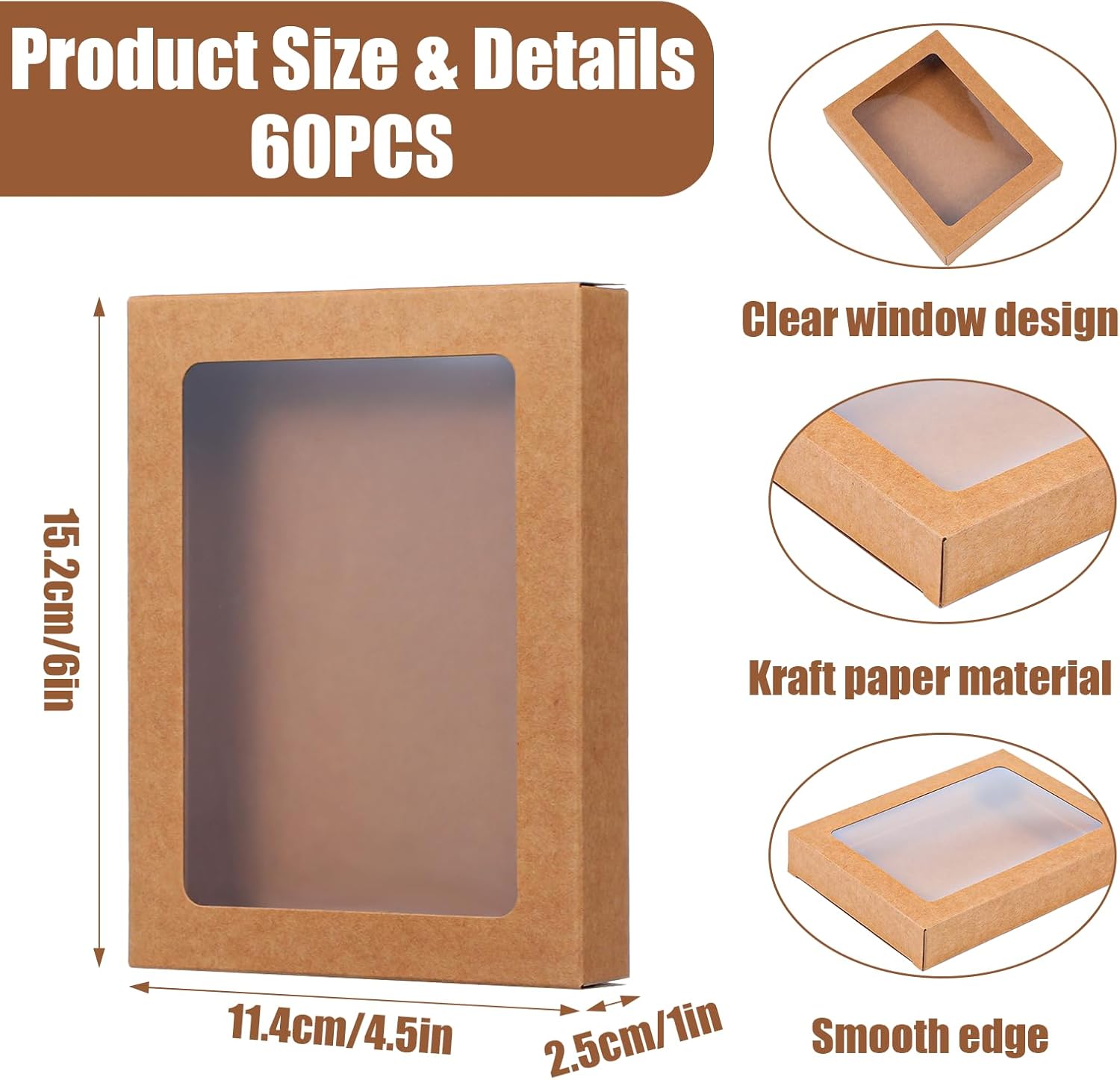 60 Pcs Greeting Card Box Storage Organizer with Clear PVC Window - 4.5 x 6 x 1 Inch Paper Boxes for Photo Cards Storage, Perfect Greeting Cards Organizer Bulk Set