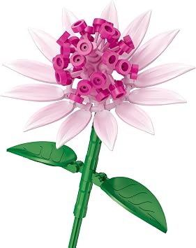 Brickcraft Bricktanicals Astrantia Building Kit (69 Pieces), Adjustable Buildable Display Flower with Star Petals and Pink Pincushion Center, Botanical Decor Gift for Adults, Ages 8+