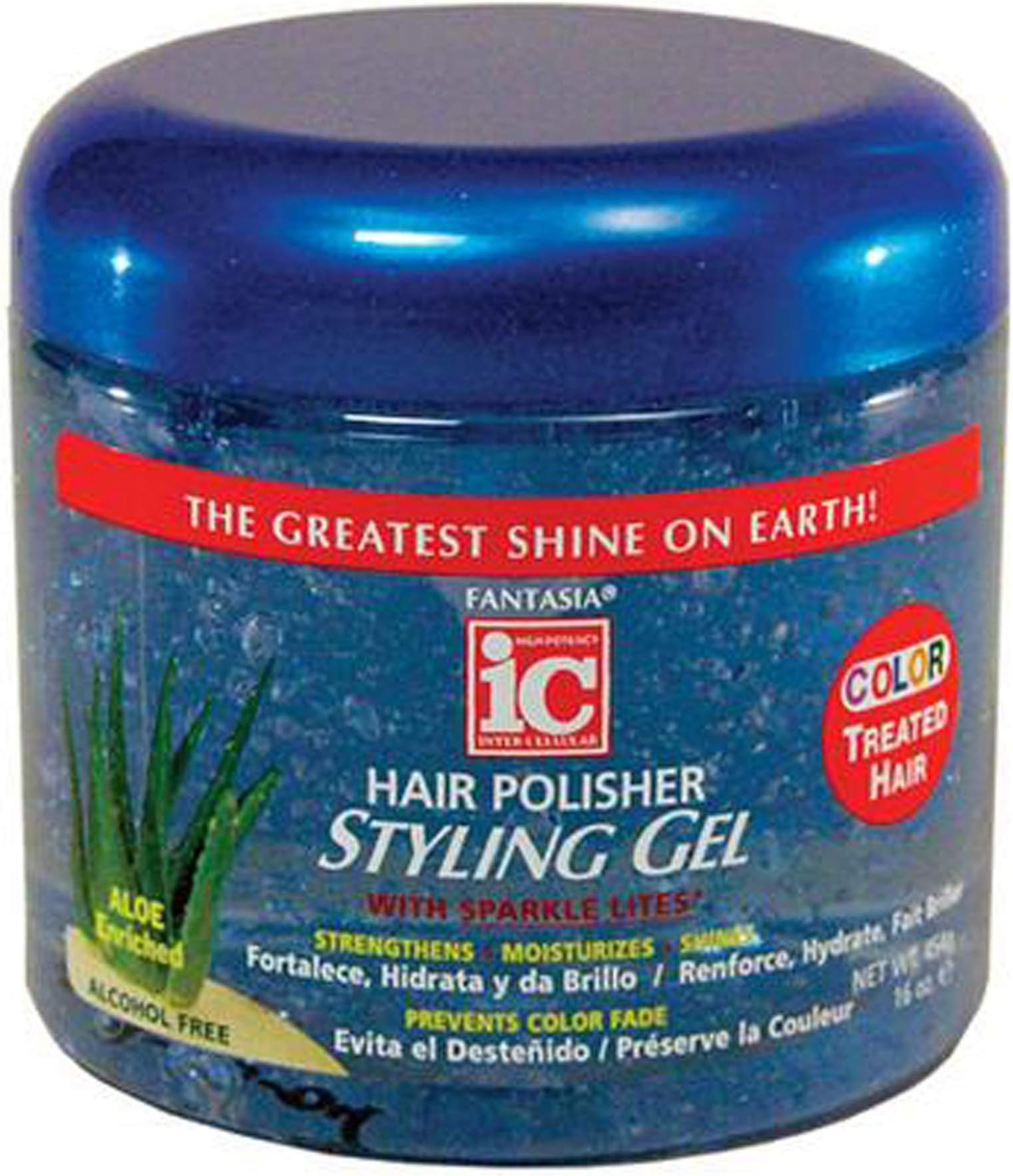 Gel Coiffant Fantasia IC Au Ricin Noir 16oz (454g) - Neuf, Sans Alcool, Tenue Ferme