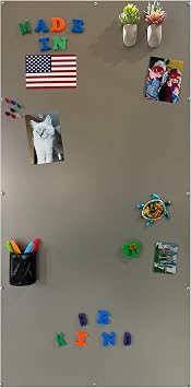 Large Magnetic Board for Wall - Magnet Display Board - Magnetic Bulletin Board - Dry Erase Memo Board- Made in USA Metallic Silver, 23" Wx46 L
