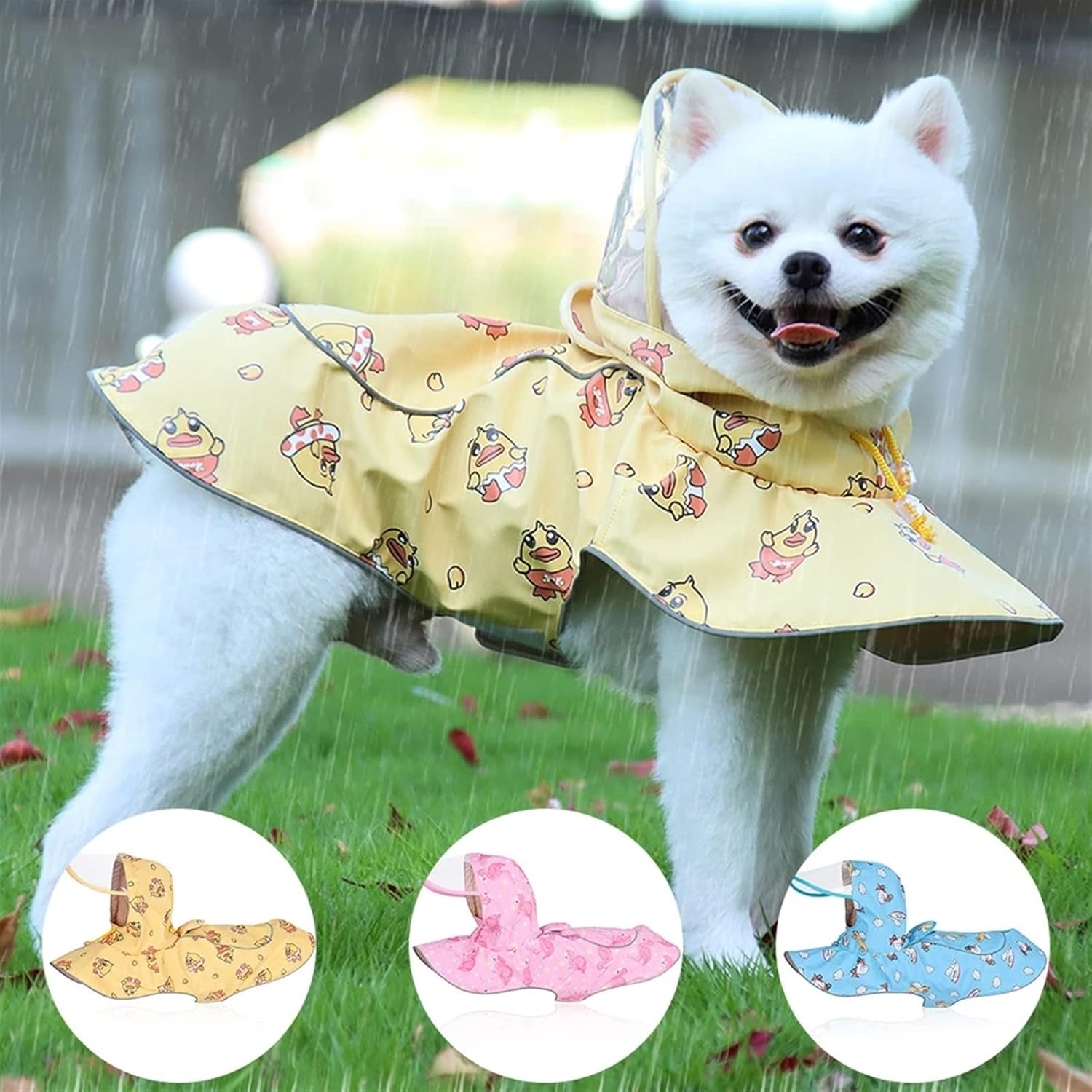 Dog Raincoats Waterproof Dog Clothes Reflective Dogs Raincoat for Small Large Dogs Raincape Akita Bulldog Rain Coat Puppy Dog Clothing (Color : Blue, Size : Small)