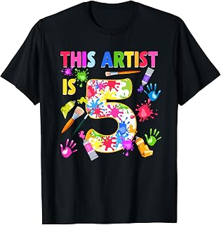 This Artist Is 5 Year Old Birthday 5th Painting Art Party T-Shirt