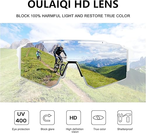 Vista 71 de OULAIQI Cycling Sunglasses Polarized Sunglasses for Cycling Men Women with 1 Lens or 3 Interchangeable Lens Baseball Glasses