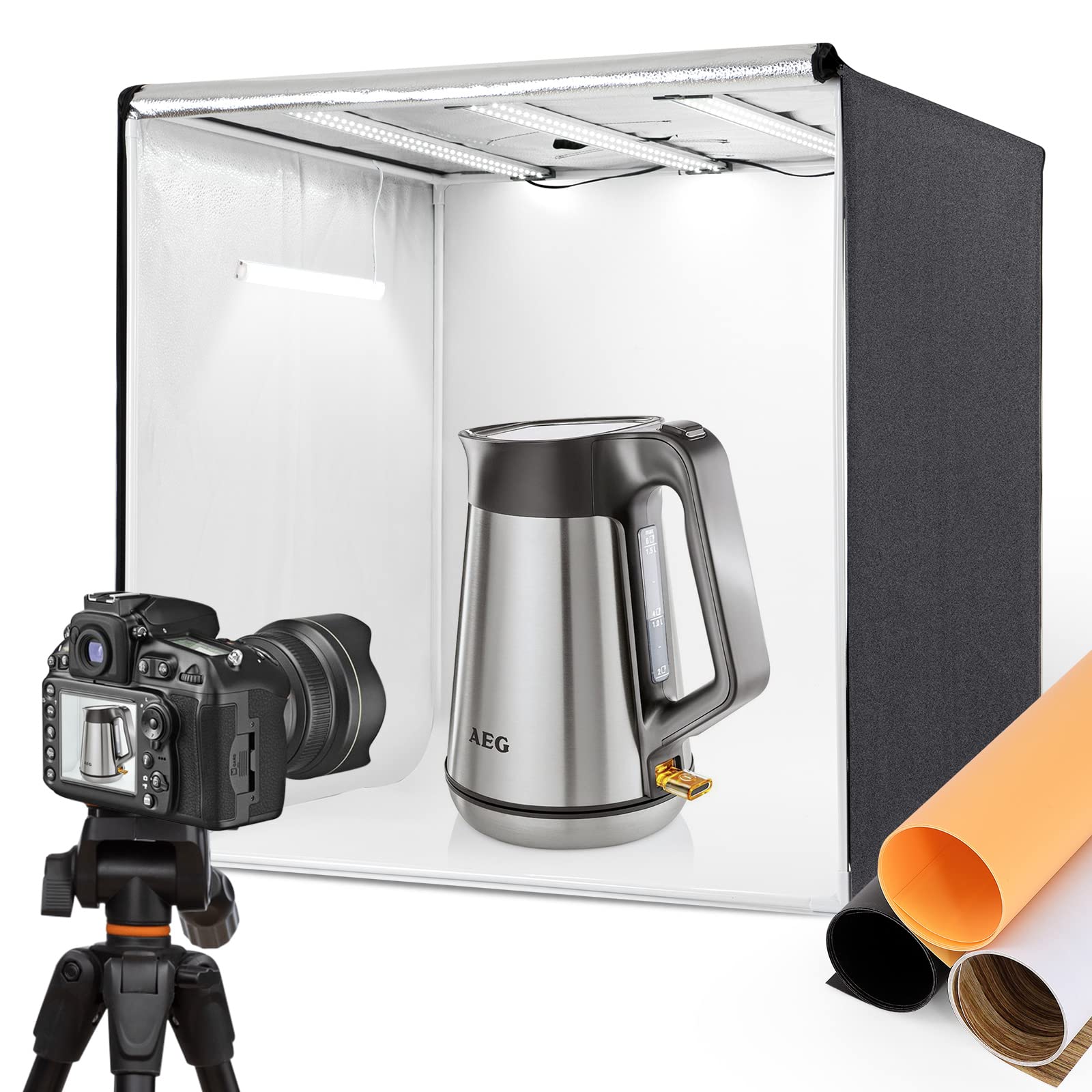 ZKEEZM Light Box Photography 32"x32" with 210 LED and 4 Colors Backdrops Photo Box with Lights Folda