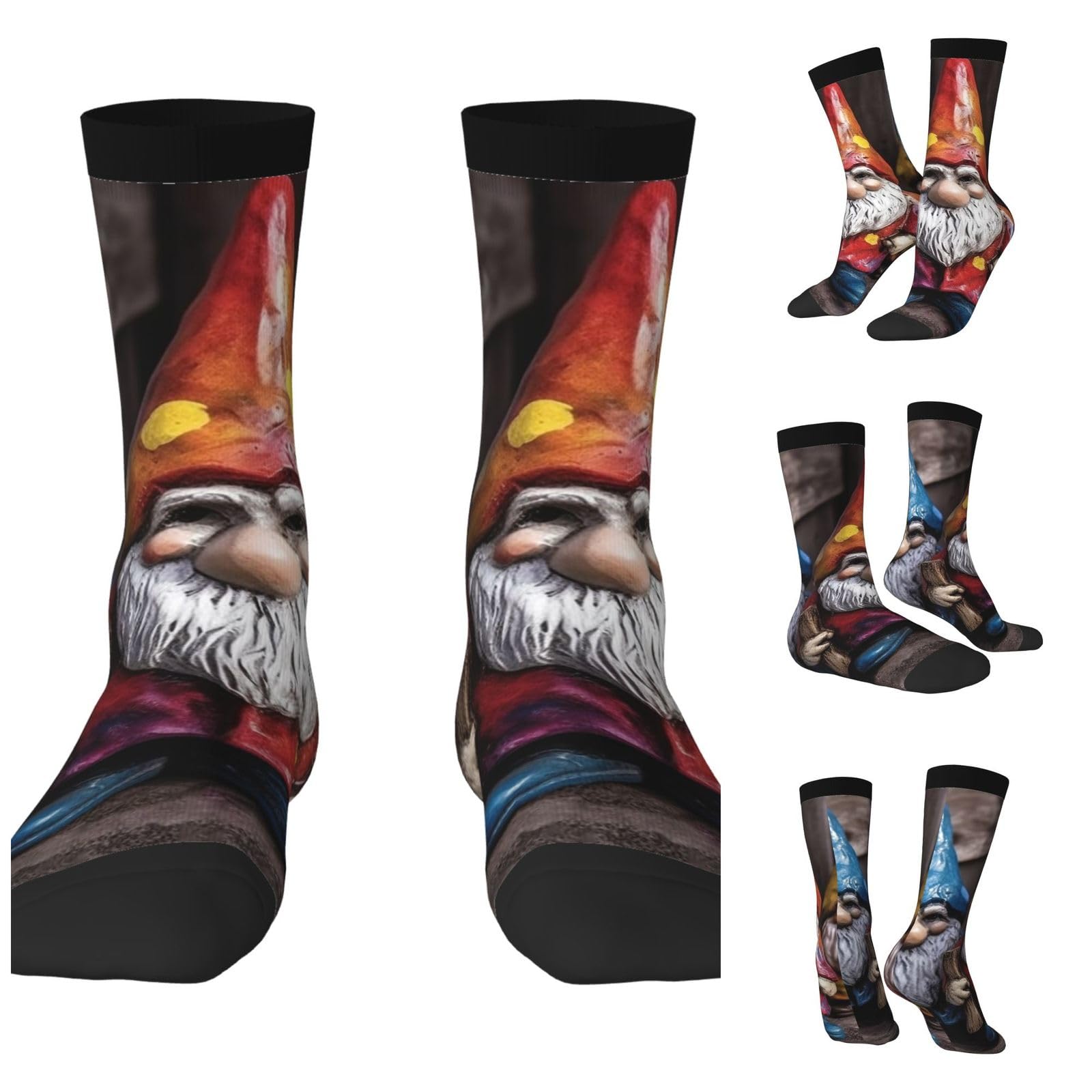 LZQPOEAS Colorful Gnomes Athletic Socks Unisex Cushioned Crew Socks Hiking Running Calf Sock Soft Above Ankle Sock
