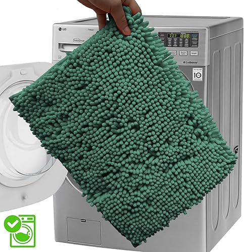 Miniatura 8 de Run Helix Chenillen - Juego de 3 alfombras de baño antideslizantes, absorbentes, peludas, lavables a máquina, perfectas alfombras de felpa con