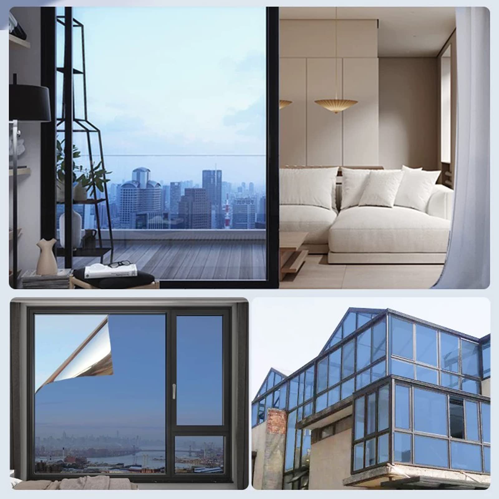 Film Miroir Auto Adhésif Film Fenetre Anti Regard sans Tain Anti Chaleur Anti UV Anti Lumière Protection de la Vie Privée pour Maison Bureau Magasin,Personnalisable (W*L:152x200cm(60x79in))