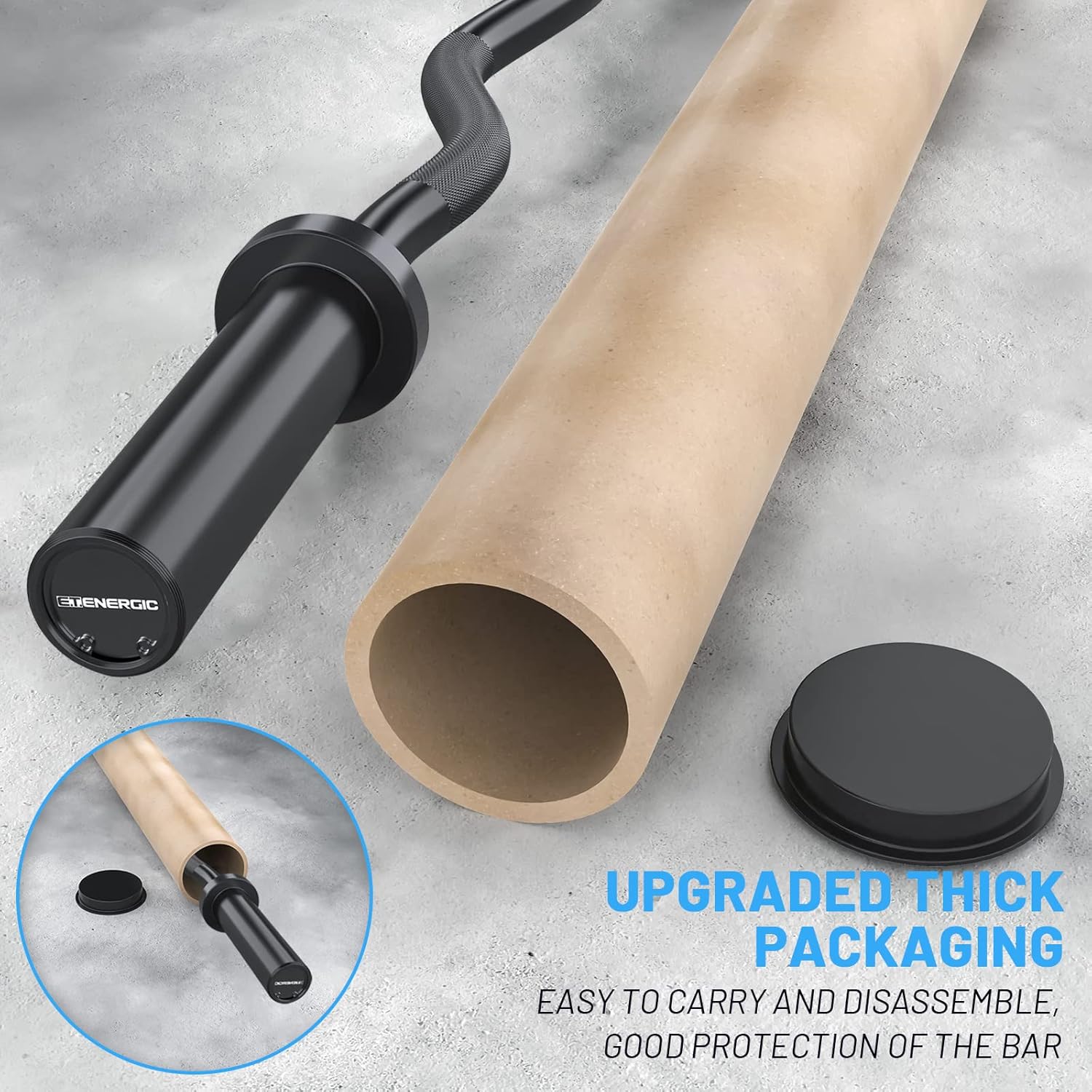 47 Olympic EZ Curl Bar 500-lbs Capacity Steel Barbell Suitable for 2 Weight Plates, 2-Inch Curl Bar for Weight Lifting,Hip Thrusts,Squat,Biceps-Home Gym Weight Bar