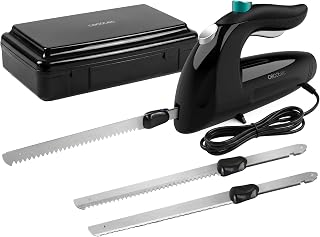 Cecotec Cut-Eat Elektromesser 1800 Schwarz. 150 W, 3 spülmaschinenfeste Edelstahlklingen, leise, vibrationsarm, inklusive Koffer, 3183