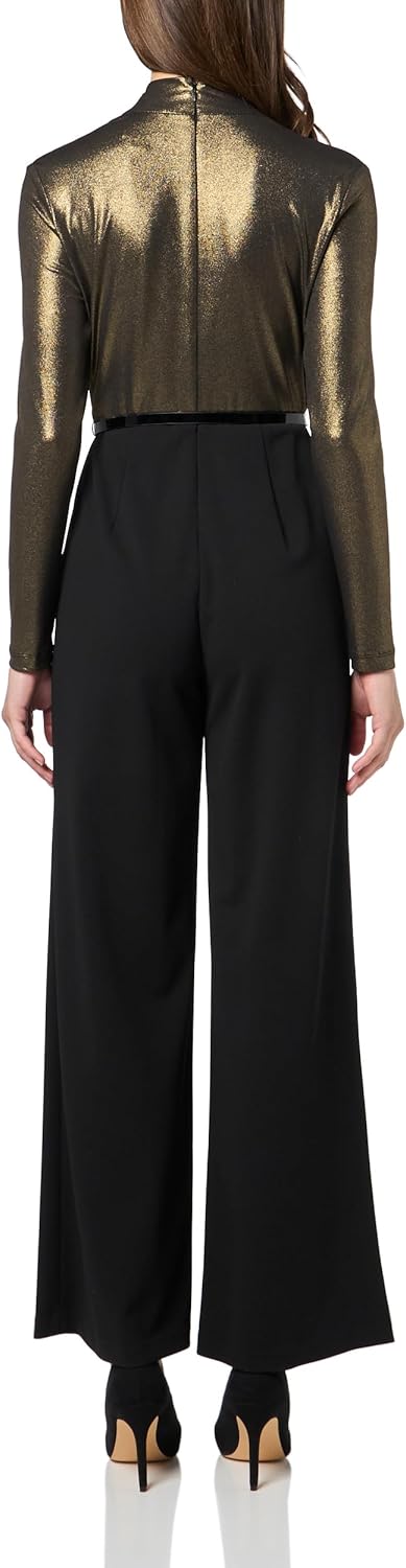 Tommy Hilfiger womens Long Sleeves Surplice Faux Leather Belt Jumpsuit - Image 2