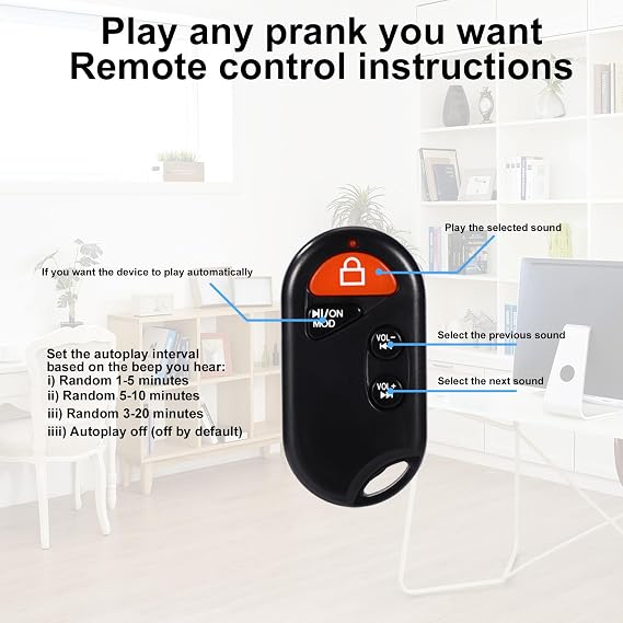 Black Cricket Noise Maker, Beeping Hidden Prank Cricket Noise Maker Machine with Remote Control Sound Loud Funny April Fools Pranks Device for Adult Party Home Office School Car Stuff