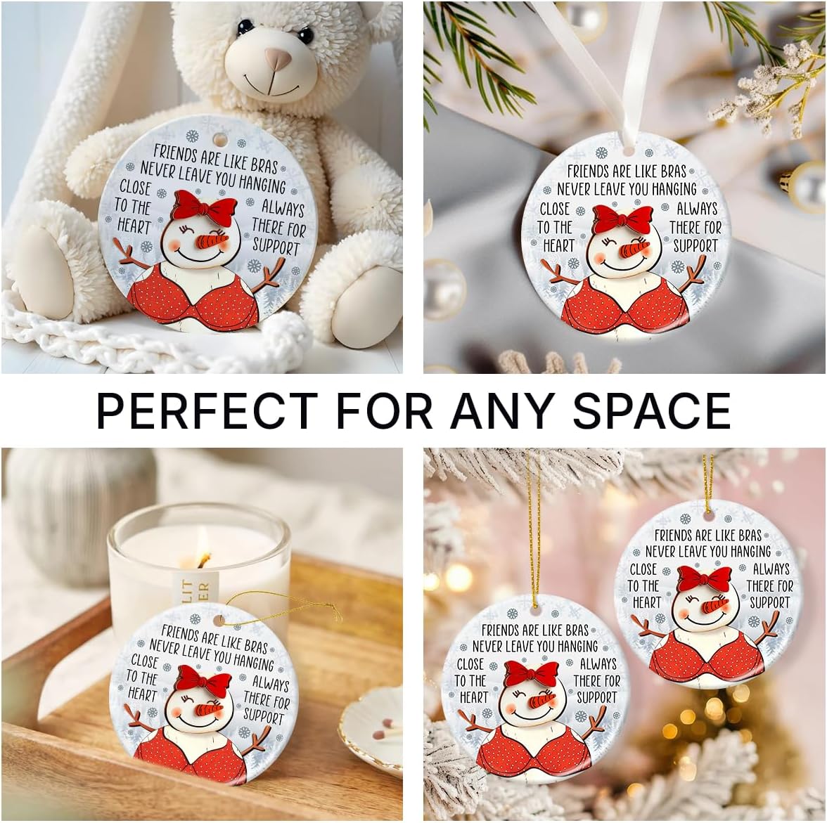 Friendship Christmas Ornaments 2025, Funny Friends Gifts for Hanging Christmas Decorations, Cute Friendship Ornaments for Women, Sisters, Double Sided Ceramic Ornament, Bestie Gifts - Image 7