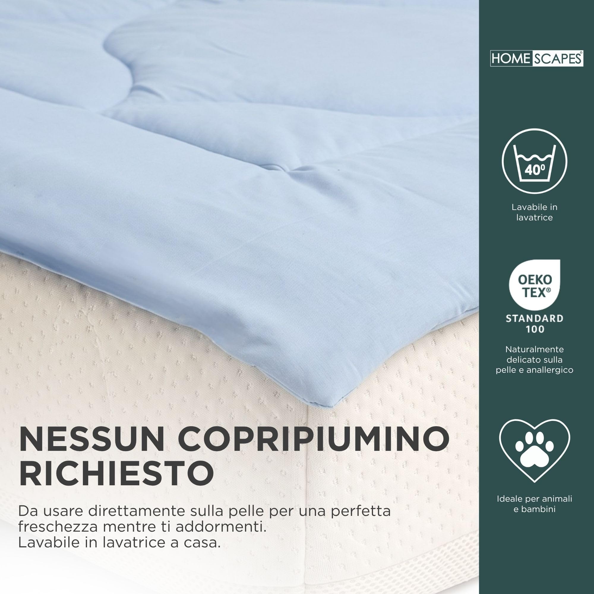 Homescapes Coperta rinfrescante per letto, leggera senza rivestimento, 155 x 220 cm, lavabile, estiva, Oeko-Tex