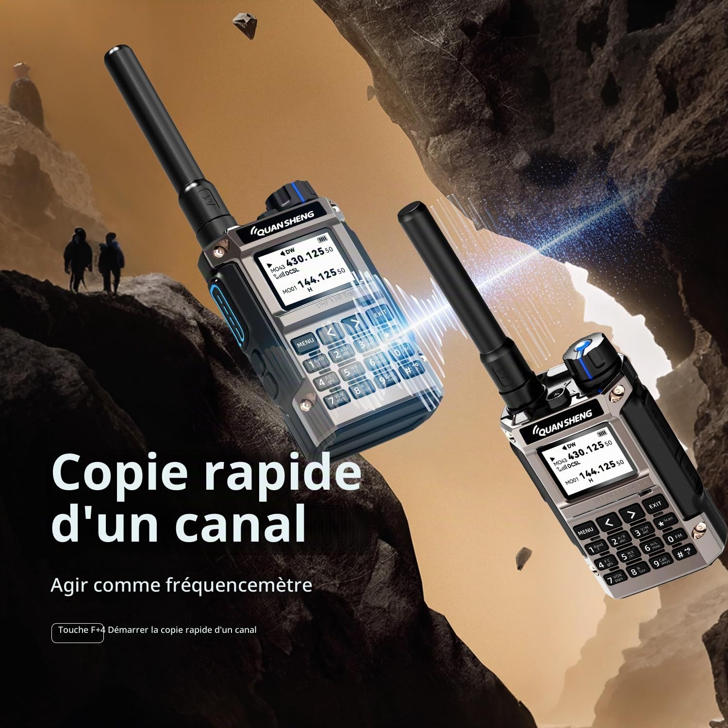 QUANSHENG UV-K1(8) Walkie Talkie Handheld Ham Radio, Air Band Receive 50-600MHz, Wireless Copy, One Key Frequency Match, Type-C Charging, NOAA Weather, 200 Channels, VOX, Portable Two Way Radio