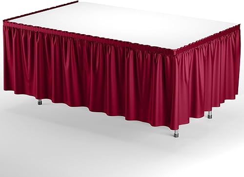 Miniatura 218 de Exquisite Falda de mesa con volantes, color marrón, paquete de 2 faldas de mesa de 14 pies de largo para mesas rectangulares de 6 pies o faldas