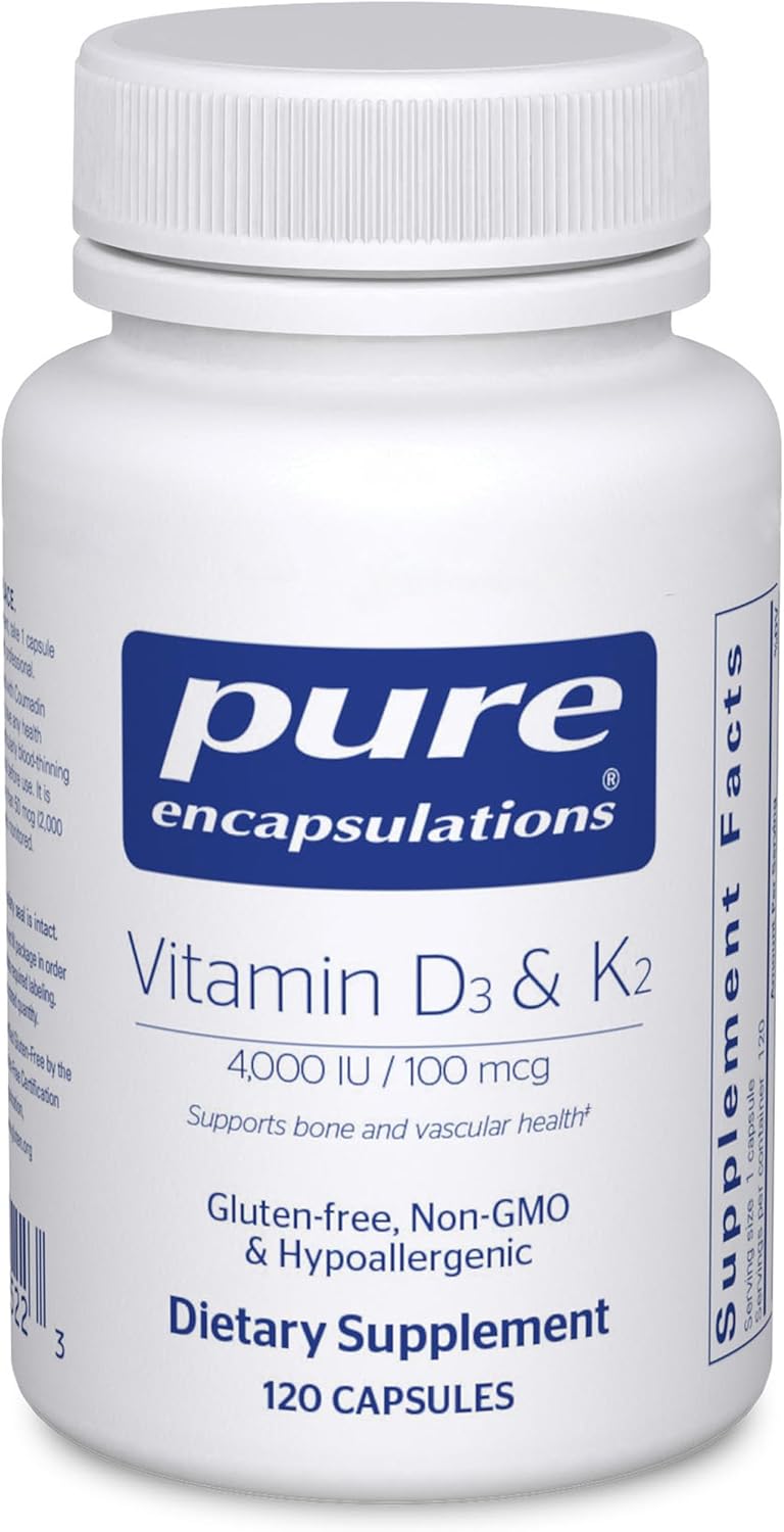 Pure Encapsulations Vitamin D3 & K2 - Bone & Vascular Health Support - Immune Function Support* - Gluten Free - Non-GMO - 120 Capsules Pure Encapsulations Vitamin D3 & K2 - Bone & Vascular Health Support - Immune Function Support* - Gluten Free - Non-GMO - 120 Capsules