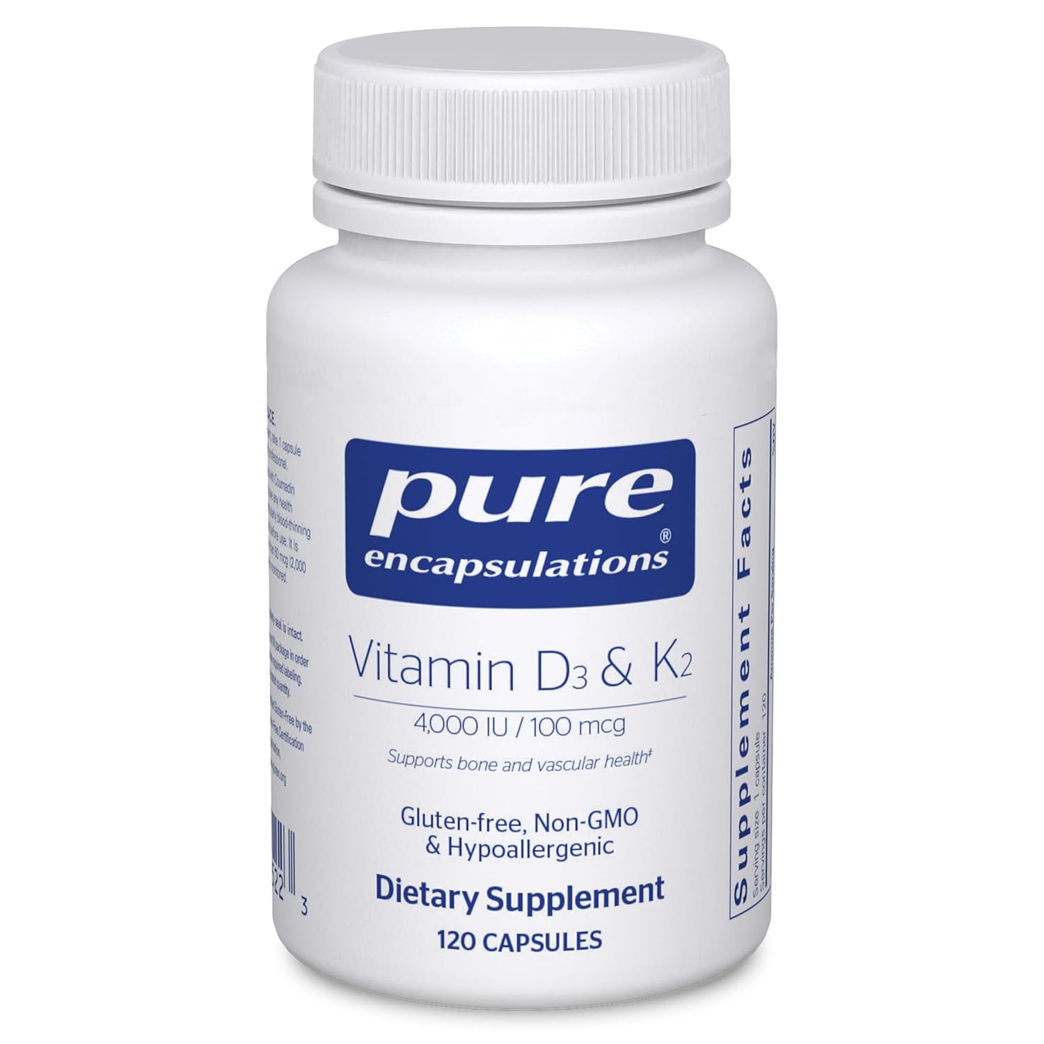 Pure Encapsulations Vitamin D3 & K2 - Bone & Vascular Health Support - Immune Function Support* - Gluten Free - Non-GMO - 120 Capsules 2 Pure Encapsulations Vitamin D3 & K2 - Bone & Vascular Health Support - Immune Function Support* - Gluten Free - Non-GMO - 120 Capsules