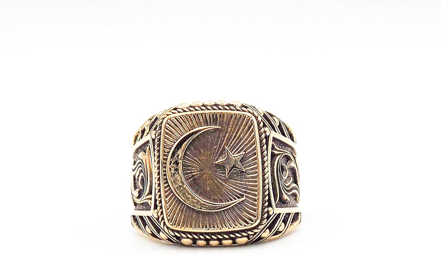 Islamic Crescent Ring Moon and Star Brass Jewelry Br-115 - Image 4