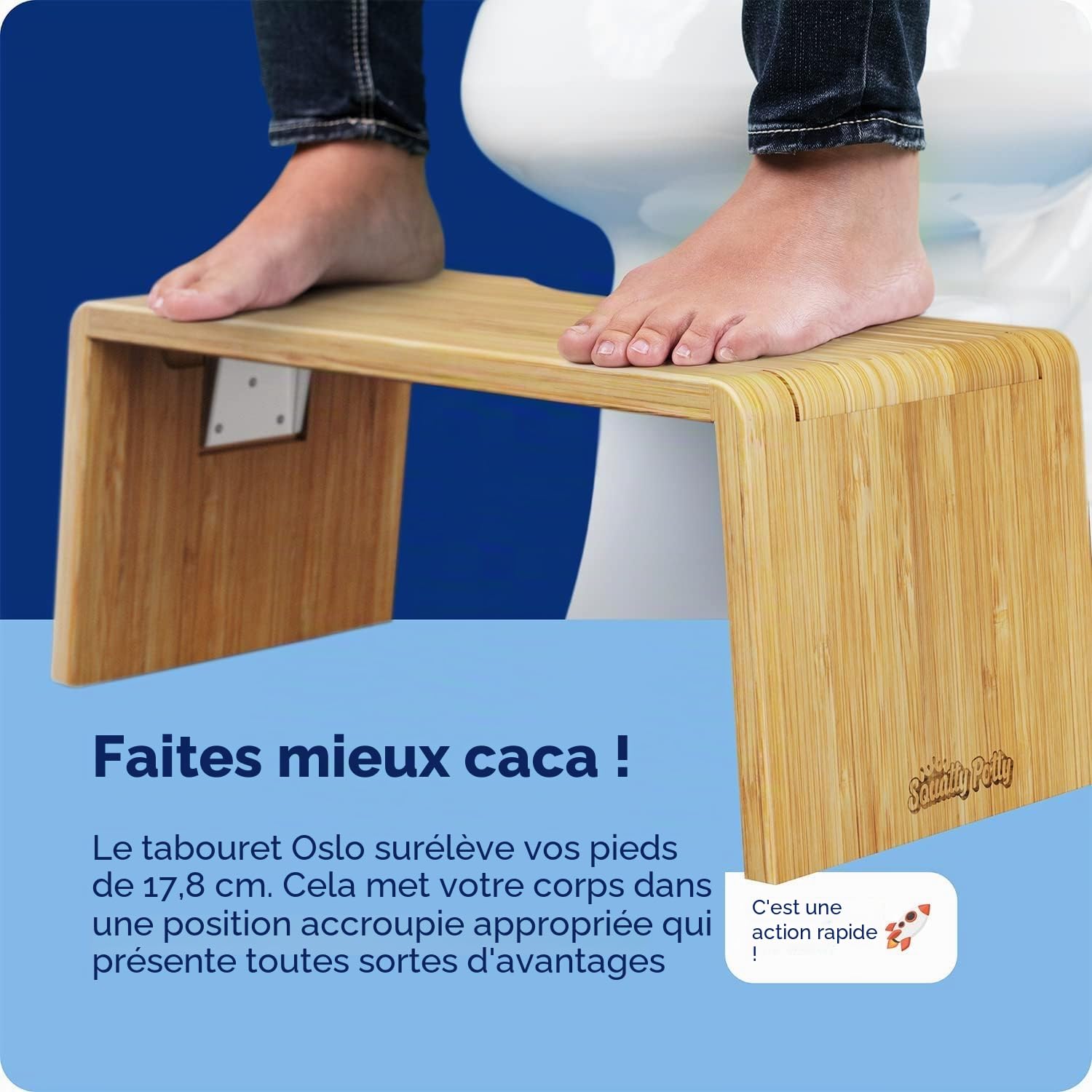 Squatty Potty Oslo Pliante Bambou Toilettes Tabouret 7-Pouce Pliable Bain Tabouret Adultes Enfants Brun