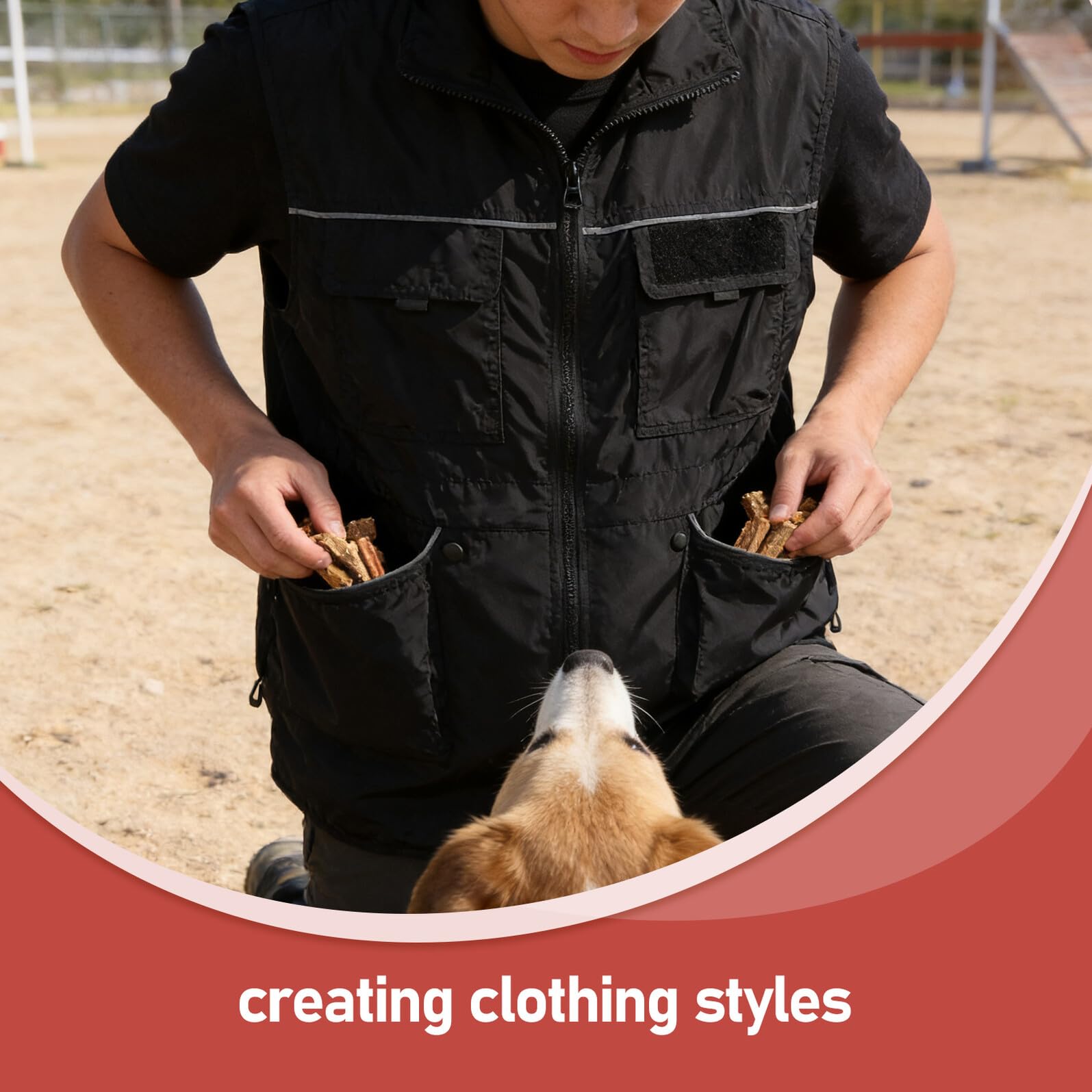 Chaleco de Adiestramiento para Perros 2XL Resistente a Arañazos Múltiples Bolsillos Grandes, Tiras Reflectantes Negras, Ligero y Transpirable para Entrenadores y Dueños en