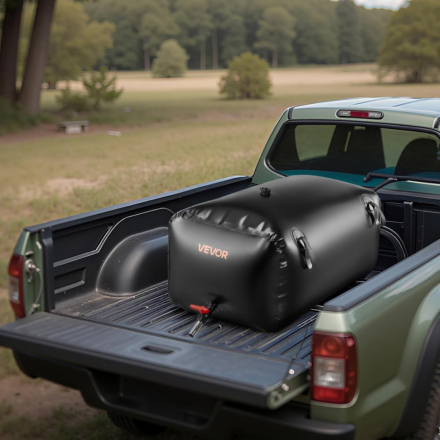 VEVOR Water Storage Bladder, 63.4 Gal Collapsible Water Storage Bag, Wear-Resistant 1000D PVC Soft Waters Bag, Leakproof Camping Tank Containers for Garden Irrigation RV Emergency Use, Black