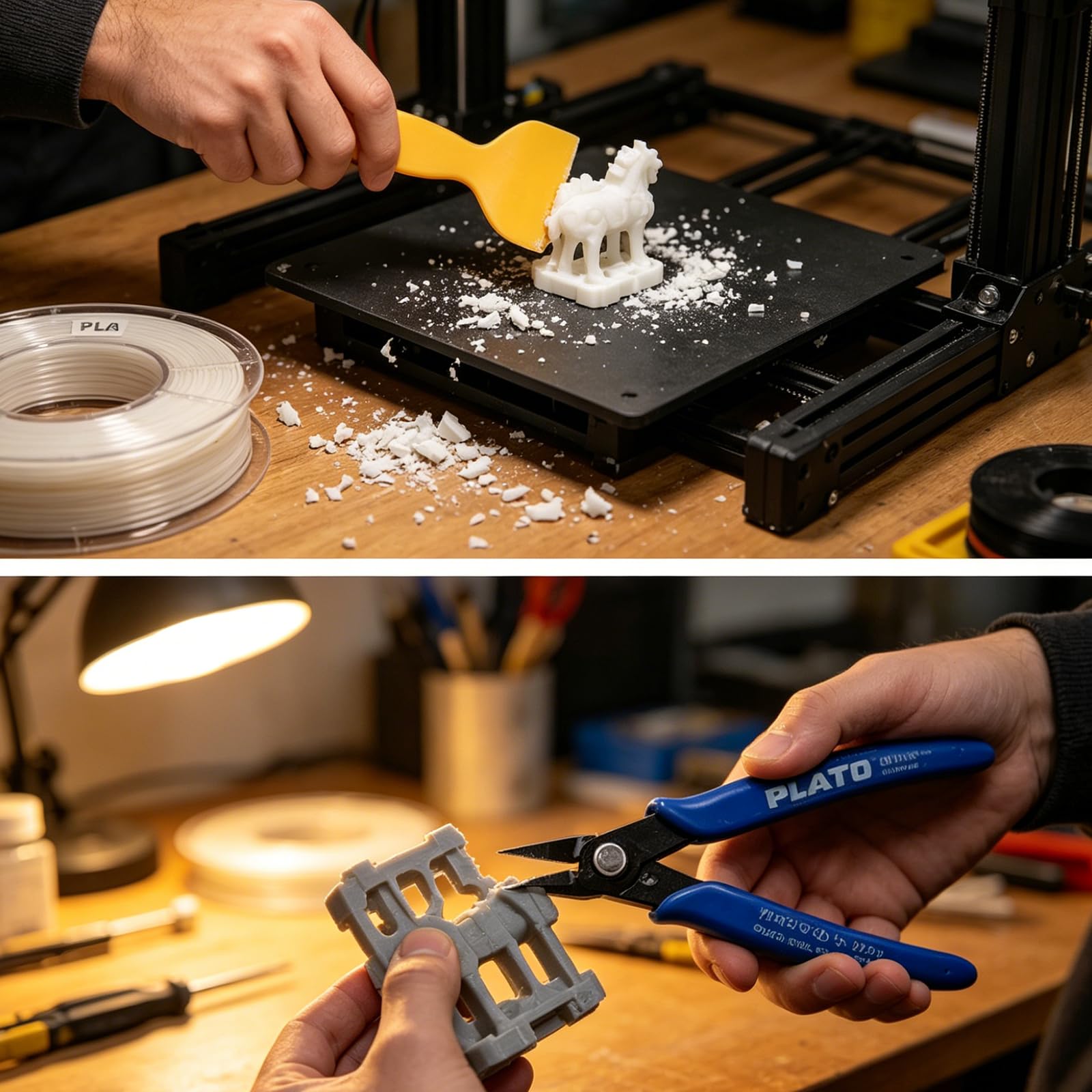 Set di strumenti per stampante 3D, kit di accessori per stampante 3D da 30 pezzi, set di pulizia e rimozione sbavature, pinzetta, taglierina, lime per aghi, spazzole di pulizia, barre per levigatura e