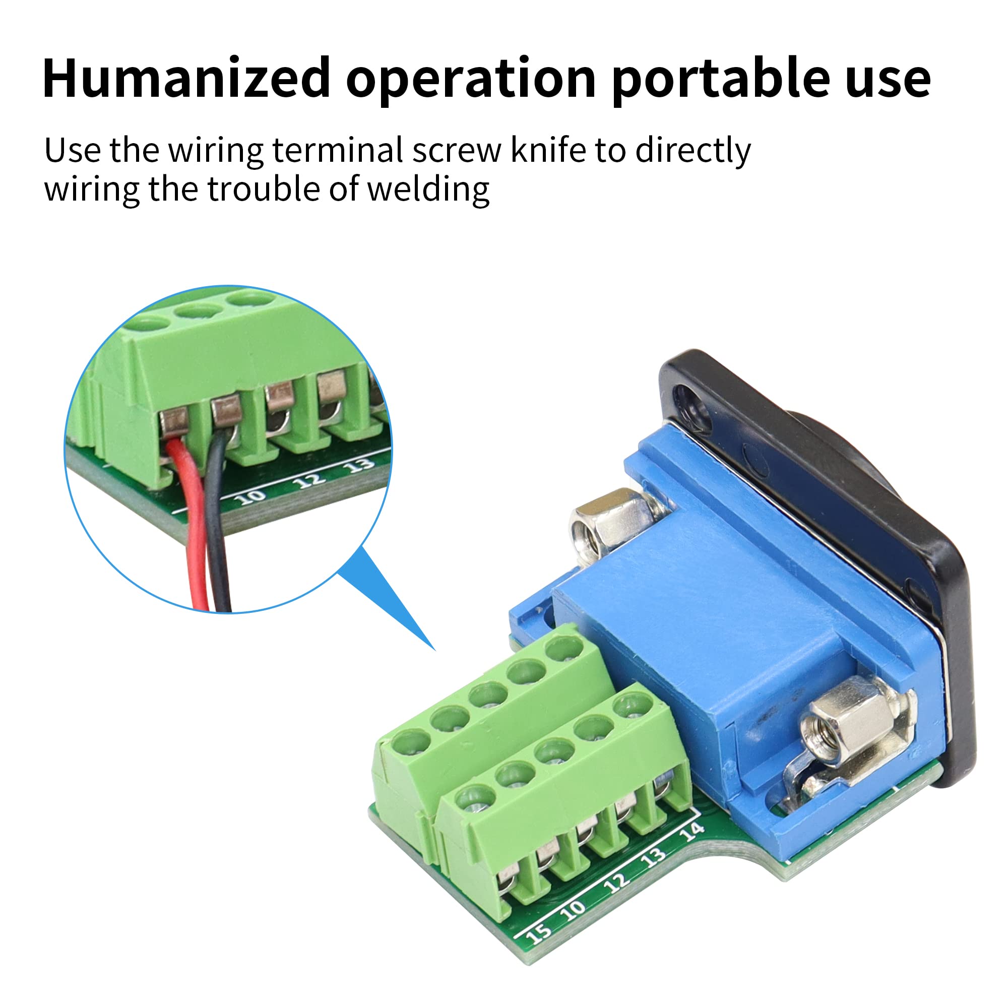 QIANRENON DB15 3+6 Solderless Crimp Module Connector VGA Female XLR Panel Mount Header 3 Row DB Engineering Wiring Socket,Transmits Analog Video Signals,Black - Image 3