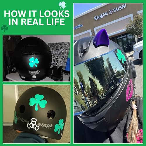 Miniatura 3 de LiteMark Calcomanía reflectante verde de trébol de 2 pulgadas para casco, caja de herramientas, laptop, etc. Paquete de 3