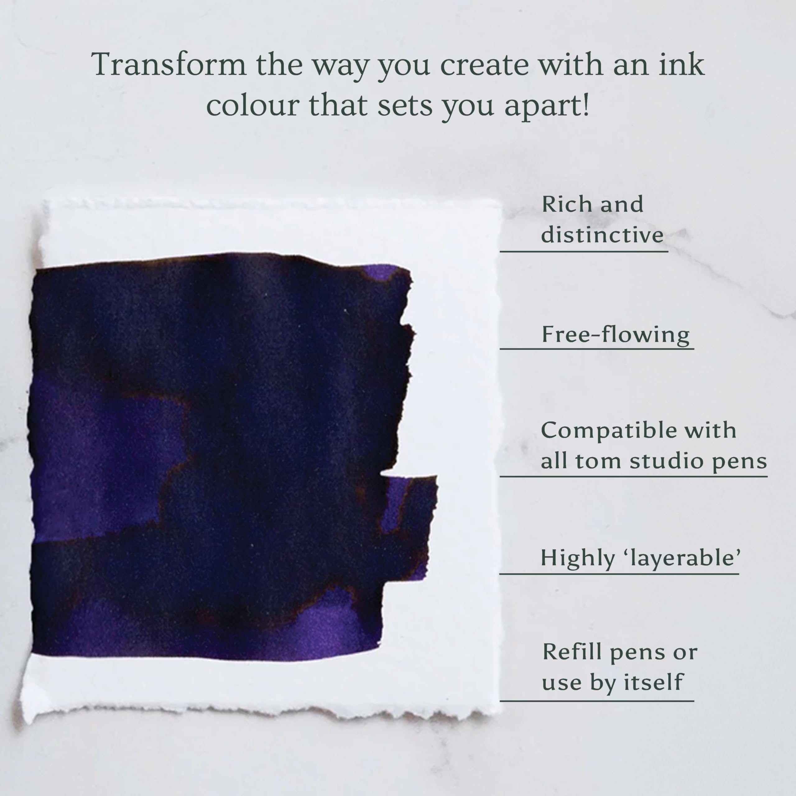 Tom's Studio British Made Fountain Pen Ink (50ml, Juniper Purple Ink), 50 ml - Image 3