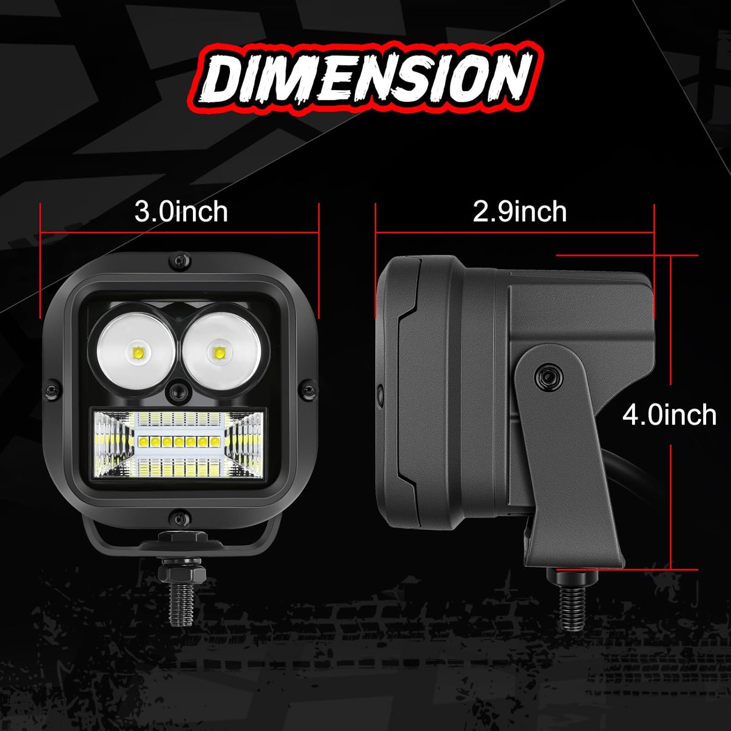 LED Cube Light Pod 3 Inch 110W CREE Off Road Driving Reverse Light Bar Spot Flood Combo Square LED Pods Ditch Lights Backup Work Lights for Offroad Truck SUV ATV UTV Marine