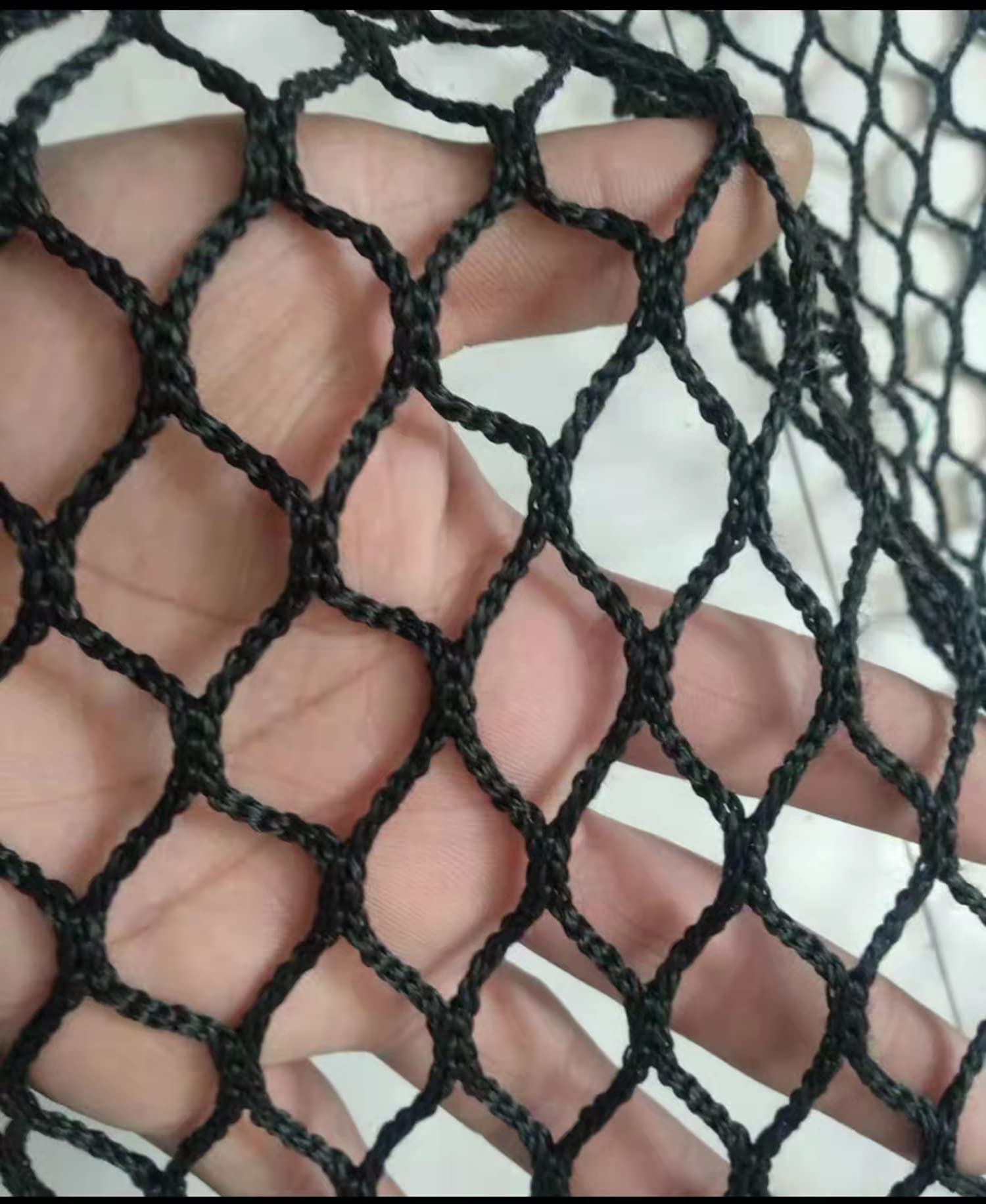 Knotless Polyester net,Black color,30x30mm Opening,3mm Wire Thickness, Good Elasticity for Balcony safety Net Pet Mesh Bird Netting Pingpong Golf Ball Sports Net (6x6m)